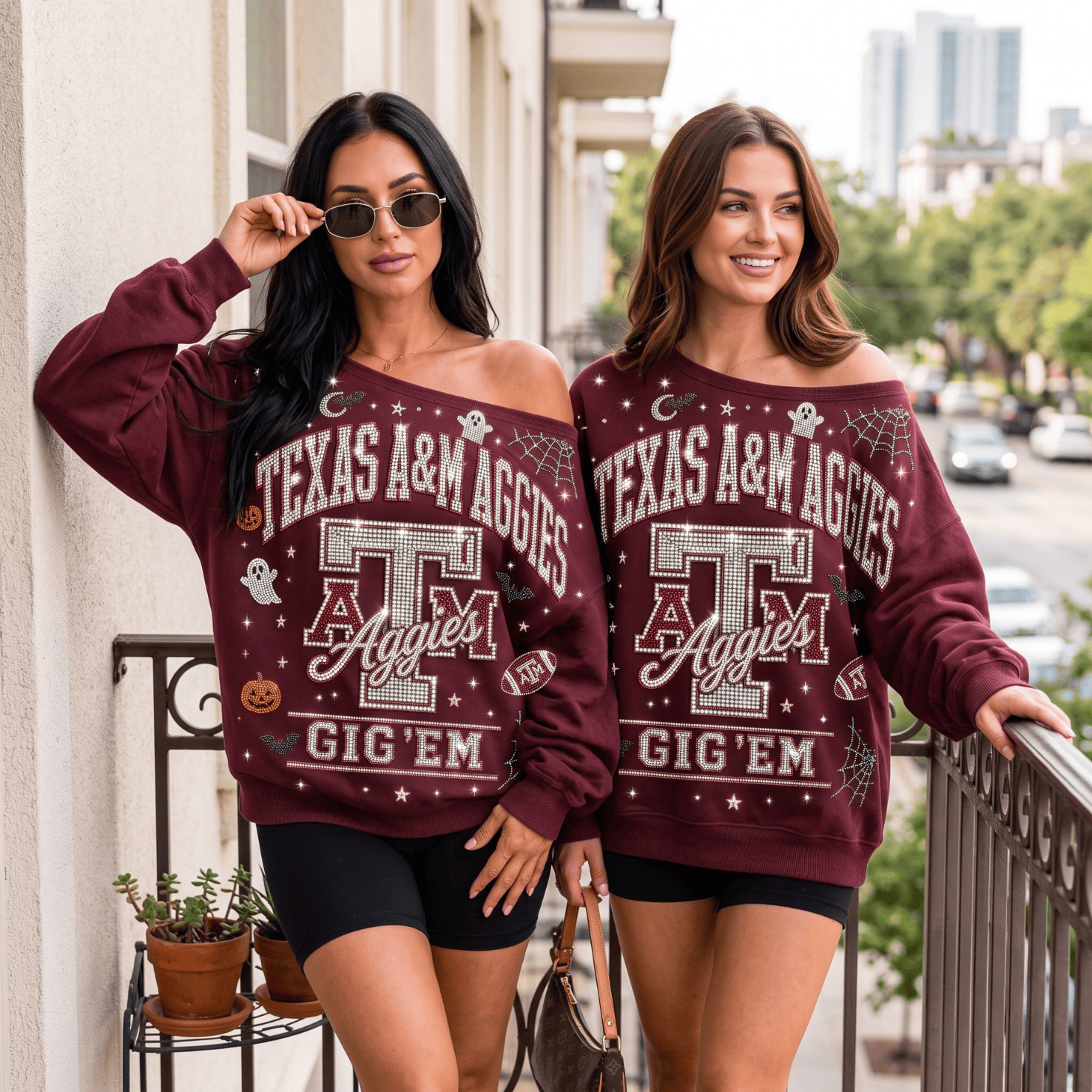 TAMA 3D SHOULDER RHINESTONE SWEATSHIRT NTKO